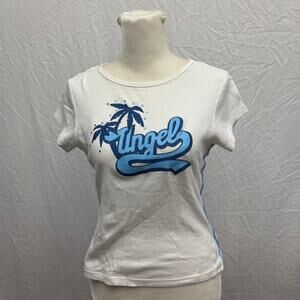 Y2K Teal Angel Jersey Baby Tee